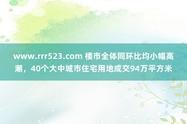 www.rrr523.com 楼市全体同环比均小幅高潮，40个大中城市住宅用地成交94万平方米