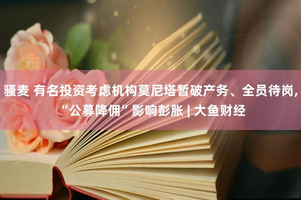 骚麦 有名投资考虑机构莫尼塔暂破产务、全员待岗, “公募降佣”影响彭胀 | 大鱼财经