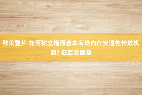 欧美整片 如何树立增强老本商场内在安逸性长效机制? 证监会回复