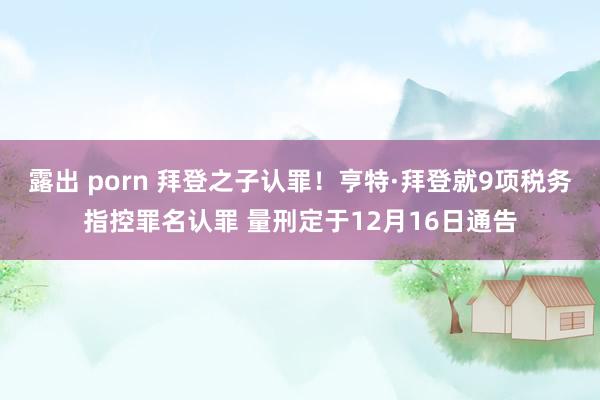 露出 porn 拜登之子认罪！亨特·拜登就9项税务指控罪名认罪 量刑定于12月16日通告